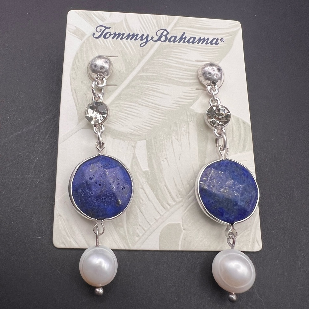 Tommy Bahama Dangle Earrings - Lapis Lazuli & Faux Pearl